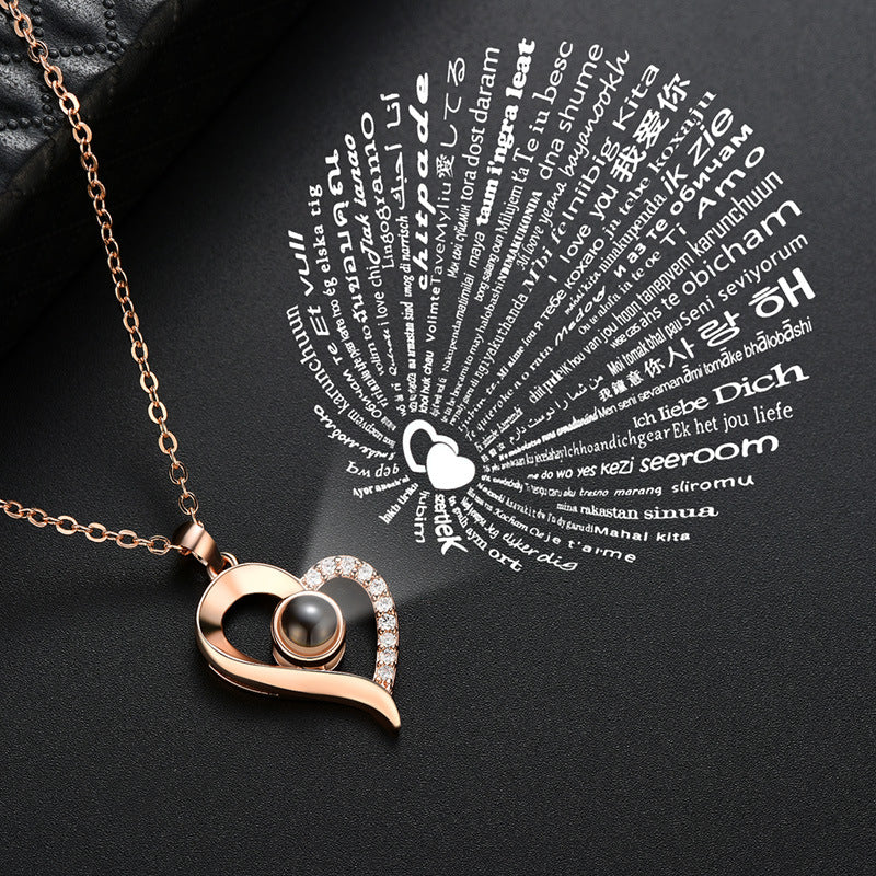 Collar “Te Amo” en 100 Idiomas + Caja de Corazón